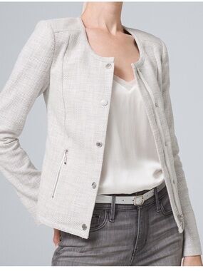 White House black market Snap Front Textured Jacket